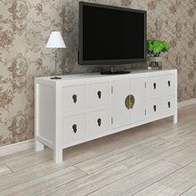 Armadietto Basso Stile Asiatico Armadietto TV con 8 cassetti e 2 Ante Altezza delle Gambe: 8 cm Cassettiere