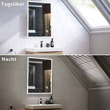 AUPERTO Specchio da bagno a LED – 50 x 70 cm specchio da parete con sensore a tocco, bianco caldo/bianco caldo, sospensione verticale o orizzontale