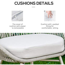 Set Salotto da Giardino 2 Poltrone e Tavolino in Rattan Bianco Crema