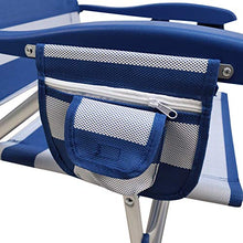 Rainbow Beach Chair, Sedia Pieghevole per Spiaggia, Giardino, Campeggio (2 unità, Strisce blu e bianche)