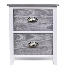 Set di 2 tavolini da comodino con 2 cassetti per divano, comodino, comodino, 38 x 28 x 45 cm, colore: bianco e grigio