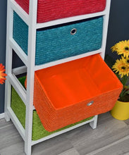 ts-ideen GmbH Mobiletto Bianco con Quattro ceste in Arancio, Verde, Blu e Rosso. Nuovo