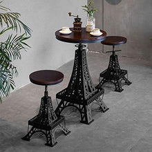 Sgabello Alto da Bar in Stile Torre Eiffel Altezza del Sedile 65 cm (25 Pollici), Struttura in Ferro Cuscino in Legno massello, Nero, per ristoranti, Bar, caffè, Reception