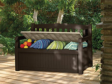 Keter Cassapanca Eden Bench Marrone con Seduta Beige 265 Lt in Resina Cm 140X60X84 H & Amazon Basics Telo di copertura sagomato per panca a 3 posti