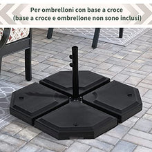 Outsunny Basamento per Ombrellone da Giardino con Base a Croce, Set 4 Mattonelle HDPE Impermeabile da Riempire 96x96x9cm