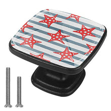 Stelle marine su uno sfondo a strisce Pomelli per Porta Set di 4 Pomelli per Mobili Manopole per Cassetti Cucina Armadio Vetro