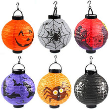 ARTFFEL Vola 6 Pezzi di Halloween della Lanterna di Carta Luce della Decorazione LED Appeso all'aperto Yard Zucca Bat Lampada a Sospensione .Compleanno