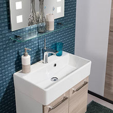 FACKELMANN - Set di mobili da bagno, 5 pezzi, colore: Marrone Lima - Specchio da bagno con lavabo in ceramica, 60 cm e LED