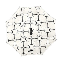 LENNEL Ancora Fondo A Forma di C Maniglia Reverse Pieghevole Inverti Ombrelli con Notte Strisce Riflettenti di Sicurezza Doppio Strato Antivento Design