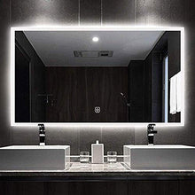 Specchio Rettangolare retroilluminato a Parete Illuminato, Specchio da Bagno Illuminato a LED, Luce Bicolore + antideflagrante + antiappannamento