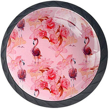 Fiori di fenicottero dipinti a mano rossi Pomelli per Porta Set di 4 Pomelli per Mobili Manopole per Cassetti Cucina Armadio Vetro