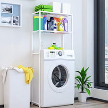 Wakects Scaffale per Lavatrice a 2 Strati, Portaoggetti da Bagno Porta Toilette Mensola da Bagno, 68x27.8x134cm
