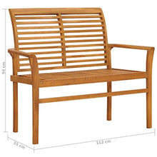 vidaXL Panca da Giardino con Cuscino Grigio 112 cm in Legno di Teak