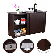 GOPLUS Armadietto da Cucina di Legno,Armadio con 2 Ante Scorrevoli, Marrone/Bianco 107x63x33 cm (Marrone)