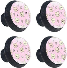 Testa di gatto fredda gialla rosa Pomelli per Porta Set di 4 Pomelli per Mobili Manopole per Cassetti Cucina Armadio Vetro