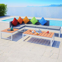 Tidyard Set Divano Angolare da Giardino, Mobili da Esterno 19 pz in Alluminio WPC