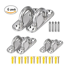 TANGGER 6 Pezzi Placca Occhiello in Acciaio Inossidabile Oblungo Cuscinetto Metallo Gancio Anello della Graffetta Hardware con 12 Viti (5 mm, 6 mm, 8 mm)
