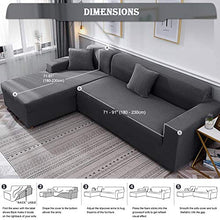 Topown, Copridivano ad angolo, elastico, a forma di L, set da 2 pezzi, per 3 posti + 3 posti con 2 federe per cuscini liberi, grigio scuro