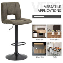 giordano shop Set 2 Sgabelli Imbottite da Bar 41,5x51x94-115 cm in Tessuto Cachi e Nero