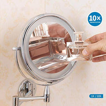 LED estensibile da 8 pollici, ingrandimento 10 X, montaggio a parete, specchio da parete, luce per il trucco e il bagno