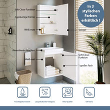 Planetmöbel Mobiletto da bagno in ceramica per ospiti, 50 cm (bianco opaco)