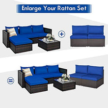 YRRA 2 Pz 2 PCS Outdoor Wickerless Sofa Prizio Patio Rattan Sofà sezionale Set w / 2 Cuscini Spessi e 2 Cuscini Sedili aggiuntivi per Balcone Giardino Patio Piscina (Turchese)-Blu Navy