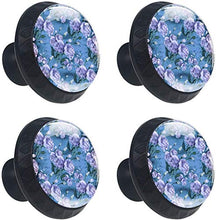 Fiori e boccioli blu Pomelli per Porta Set di 4 Pomelli per Mobili Manopole per Cassetti Cucina Armadio Vetro