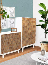 Milani Home s.r.l.s. Armadio a Due Ante con Decoro in Legno di Design Moderno per Salotto Cucina Sala da Pranzo cm 90x50x150 h