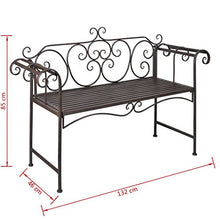 Tidyard Panchina da Giardino in Meltallo Disegno Anticato 132 x 46 x 85 cm | Marrone