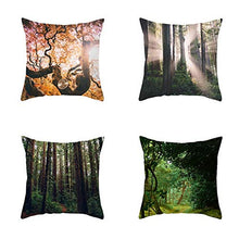Federe Cuscini Divano 45X45,Fodere Per Cuscini Con Stampa Di Serie Di Paesaggi Naturali Della Foresta, Fodere Per Cuscini Lombari Per Divano Da Ufficio Per Auto, Set Di 4 Articoli Per La Decorazione D