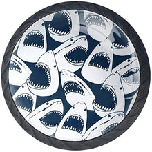 Pesce squalo arrabbiato con la bocca aperta Pomelli per Porta Set di 4 Pomelli per Mobili Manopole per Cassetti Cucina Armadio Vetro