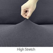 Copridivano, Jacquard Copridivano Elasticizzato con Braccioli Antiscivolo Proteggi Divano 4 posti per Soggiorno(Grigio Scuro)