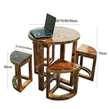 5 pezzi di combinazione di tavolo e sedia in legno massello anticorrosivo da patio patio esterno rotondo tavolo da pranzo e sedia retrò, set di mobili per veranda, per caffè / bar / ristorante