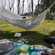 zyeziwhs - Amaca doppia nappa, amaca portatile in tela bianca, in pizzo, per viaggi, campeggio, spiaggia, per interni ed esterni