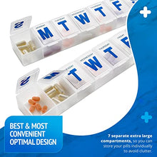 Organizer per pillole settimanale - Confezione da 4 planner per pillole extra large da 7 giorni e organizer per pillole giornaliero e promemoria per i farmaci, dal lunedì alla domenica, senza BPA