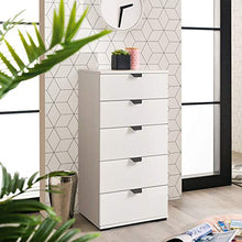 Vincent, Wood, Bianco Opaco, Cassettiera a 5 cassetti-Vincent-45 cm