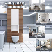 ZTGL Mobiletto Bagno Sospeso Multiuso, Armadietto Arredamento da Bagno Moderno con Ante Singole e Portasciugamani, Bianco, 26.5x14.5x80.5 cm
