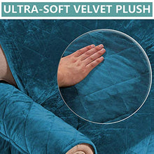 Torlia Fodera per Divano Reclinabile in Velluto,Copripoltrona Copri Poltrona Relax Copridivano,Resistente allo Scivolamento con Cinghie Elastiche Fodera per Divano-blu pavone_3 posti