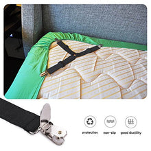 Joseche - Bretelle elasticizzate regolabili per angoli lenzuola, coprimaterassi, letto o divano, 8 pezzi, colore: nero Triangle Black [4PCS]