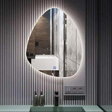 Specchio a Goccia d'Acqua a LED ， 50-80 cm Specchio da toeletta per Bagno Specchio da Parete Circolare Anti-Appannamento Specchio per Trucco dimmerabile con luci Tricolore Interruttore Touch Screen