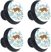 Tigre nella giungla di foglie tropicali Pomelli per Porta Set di 4 Pomelli per Mobili Manopole per Cassetti Cucina Armadio Vetro