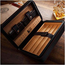 SMEJS Nero Portatile Cigar Box umidificatore - Cigar Box da Viaggio in Pelle Humidor con Il Sigaro Cutter e umidificatore