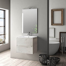 sodani Mobile da Bagno Sospeso con Lavabo Specchio e Lampada a LED Luna Rovere Naturale
