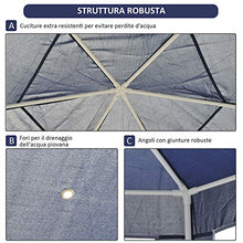 Outsunny Gazebo Esagonale Moderno e Versatile da Giardino in Tessuto e Metallo 195×245cm Blu Bianco