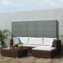 GOTOTOP Set Divani da Giardino Polyrattan Marrone | 2 divani angolare + 1 Divano Centrale + 1 ottomano + 1 tavolino da tè + 4 Cuscini da Seduta + 5 Cuscini da Schienale