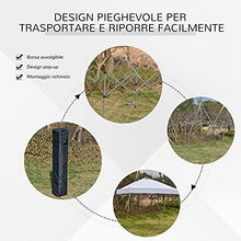 Outsunny Gazebo Pieghevole 3x3m da Giardino ed Esterno in Metallo e Tessuto Oxford Bianco con Borsa da Viaggio
