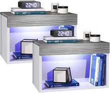 elb Due Comodini Design sospesi o a Terra. Frontali in 12 Colori a Scelta. Anche con con luci a LED. Modello Giga (avola Antracite)