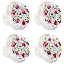 Maniglie per cassetti Manopole per cassetti Manopole rotonde Confezione da 4 per armadietto, cassetti, cassettiere, cassettiere ecc - Design composto da fiori di papavero