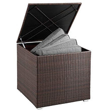 Casaria Contenitore Poly Rattan da Giardino Molla a Gas 318 l Impermeabile 75x75x70 cm per Esterni