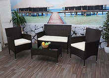 Mendler Salottino da Esterno Giardino HWC-F55 polyrattan Marrone con Cuscini Avorio